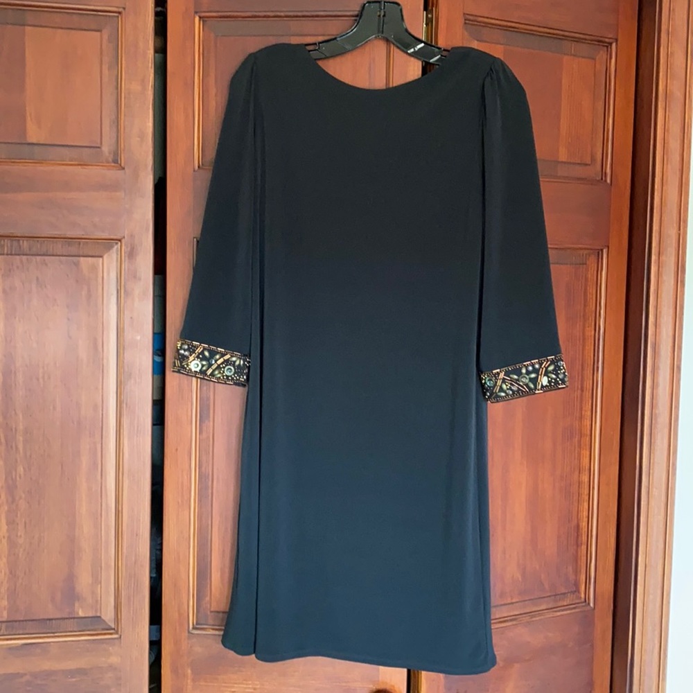 Laundry black dress 3/4 sleeve with beading size 8
